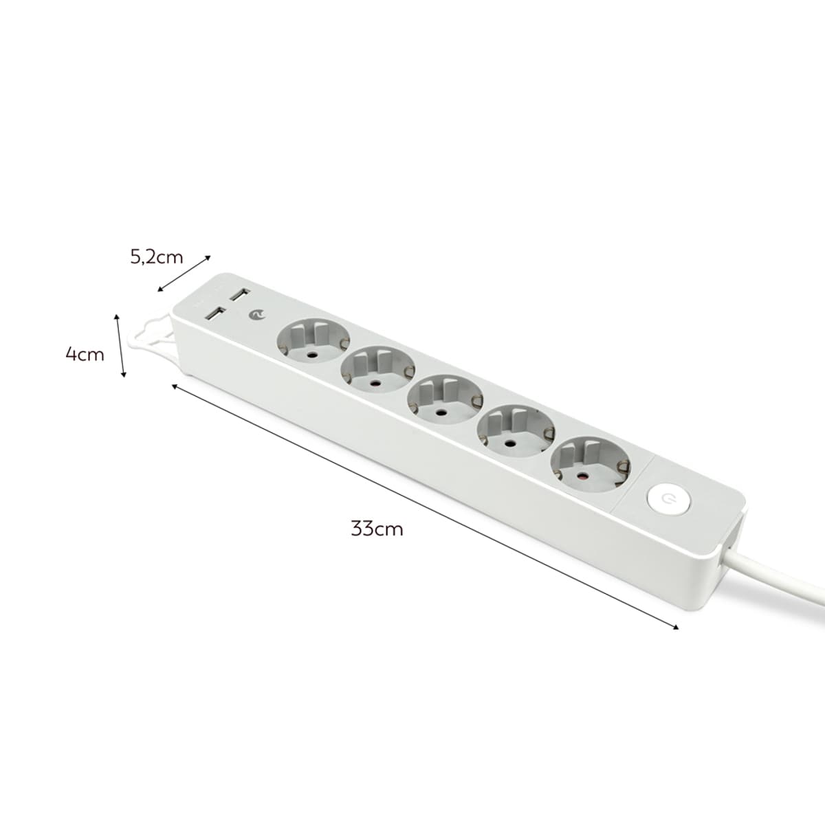 Regleta 5 Tomas Schuko con Enchufe Plano Design 1,4 m + 2 USB + Interruptor Gris-7