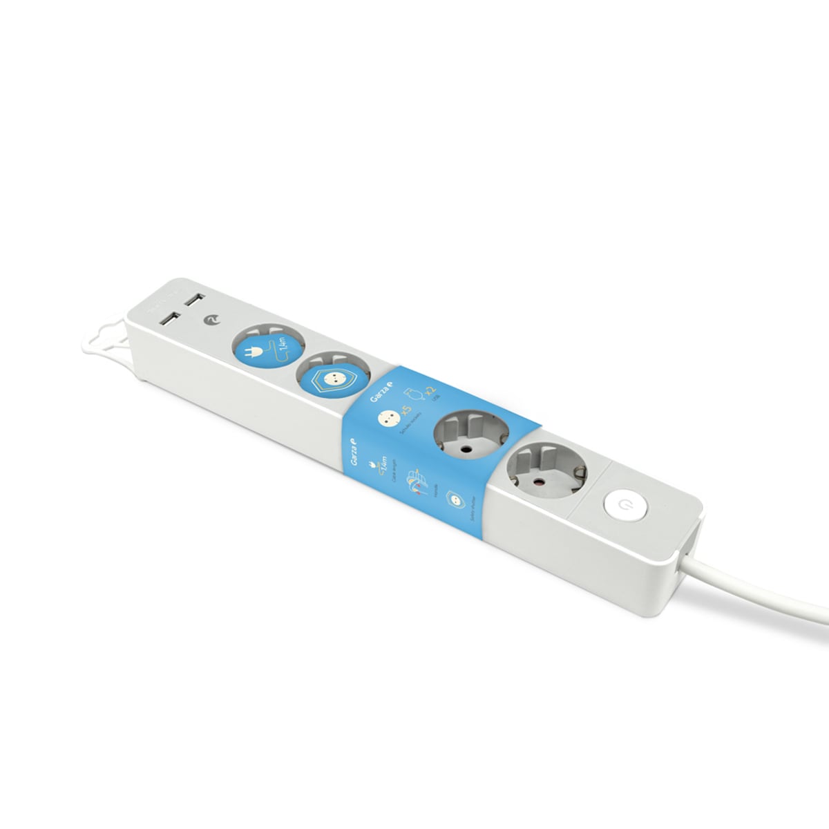 Regleta 5 Tomas Schuko con Enchufe Plano Design 1,4 m + 2 USB + Interruptor Gris-8