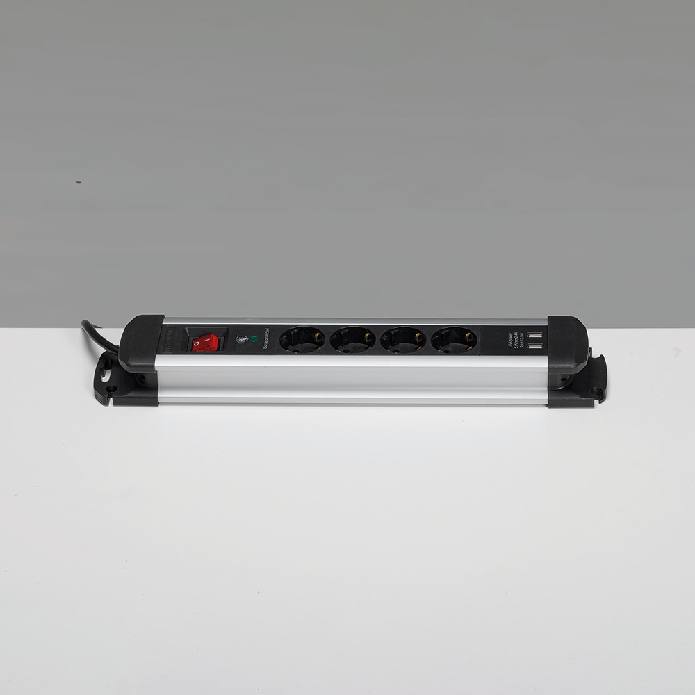 Base Múltipla Extrapower de Alumínio 2 USB A 2 m de Cabo com Proteção de Sobrecarga Aço/Preto-8