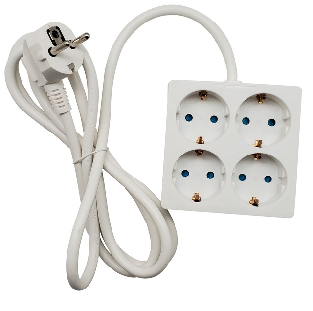 Imagen 0 de Base múltiple cuadrada 4 Tomas con Toma de Tierra y Cable de 2m Simon
