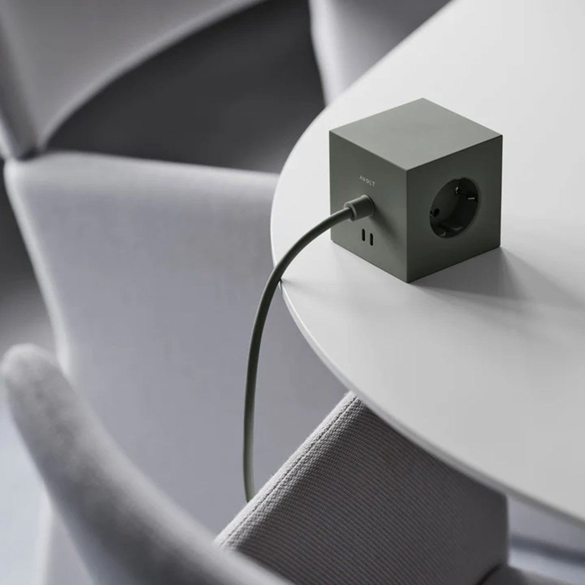 Regleta eléctrica cuadrada SQ1 con cable 1,8 m 30W Dual 3 Tomas Schuko + 2 USB-C Oak Green-4