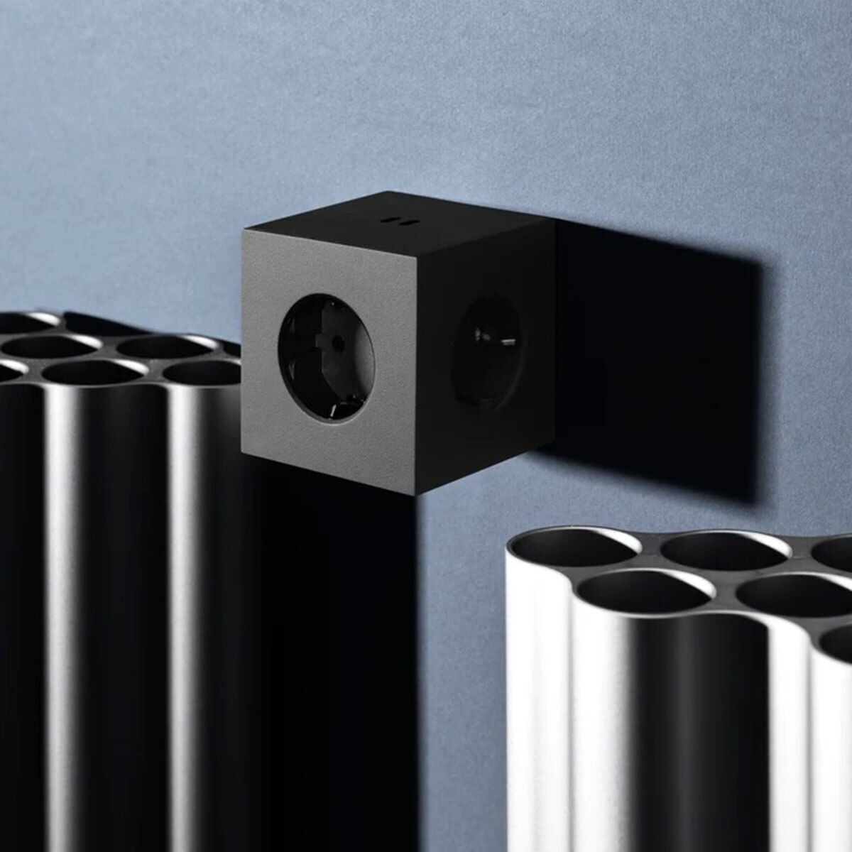 Extensão quadrada SQ1 de parede, 30 W, dupla, com 3 tomadas Schuko + 2 USB-C Stockholm Black-5