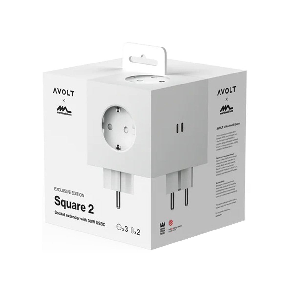 Regleta eléctrica cuadrada SQ1 a pared 30W Dual 3 Tomas Schuko + 2 USB-C Opal White-7