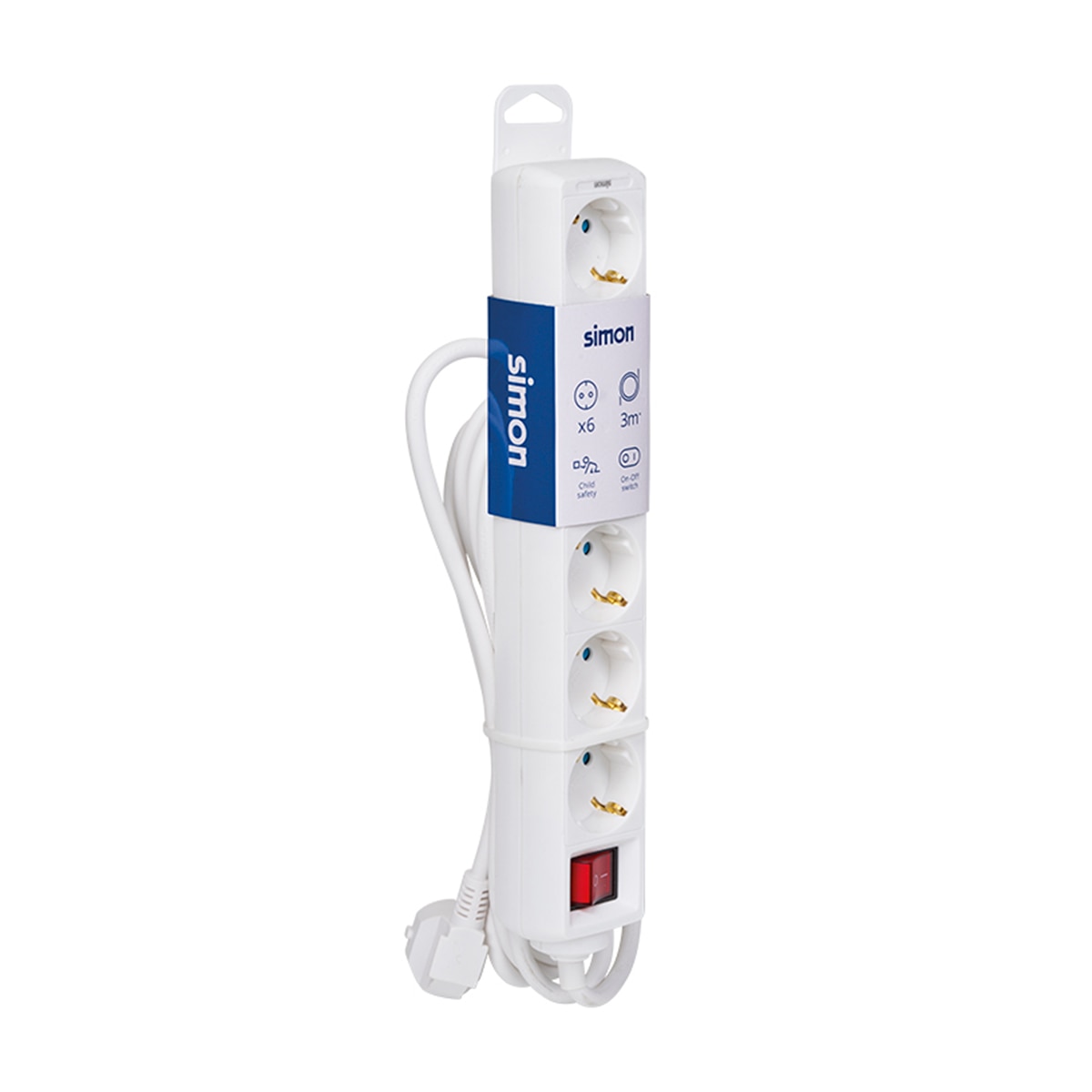 Extensão Elétrica com 6 Tomadas com Interruptor 3m - Branca 2