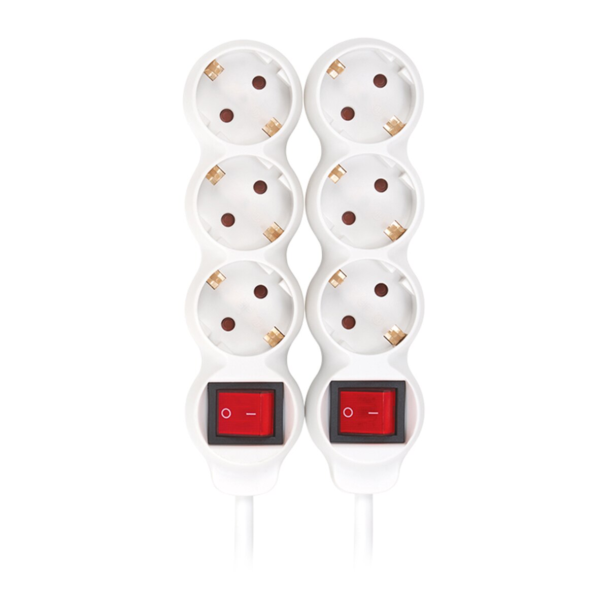 Pack 2 bases multiples 3 enchufes 1,5 metros longitud cable con interruptor Simon 2