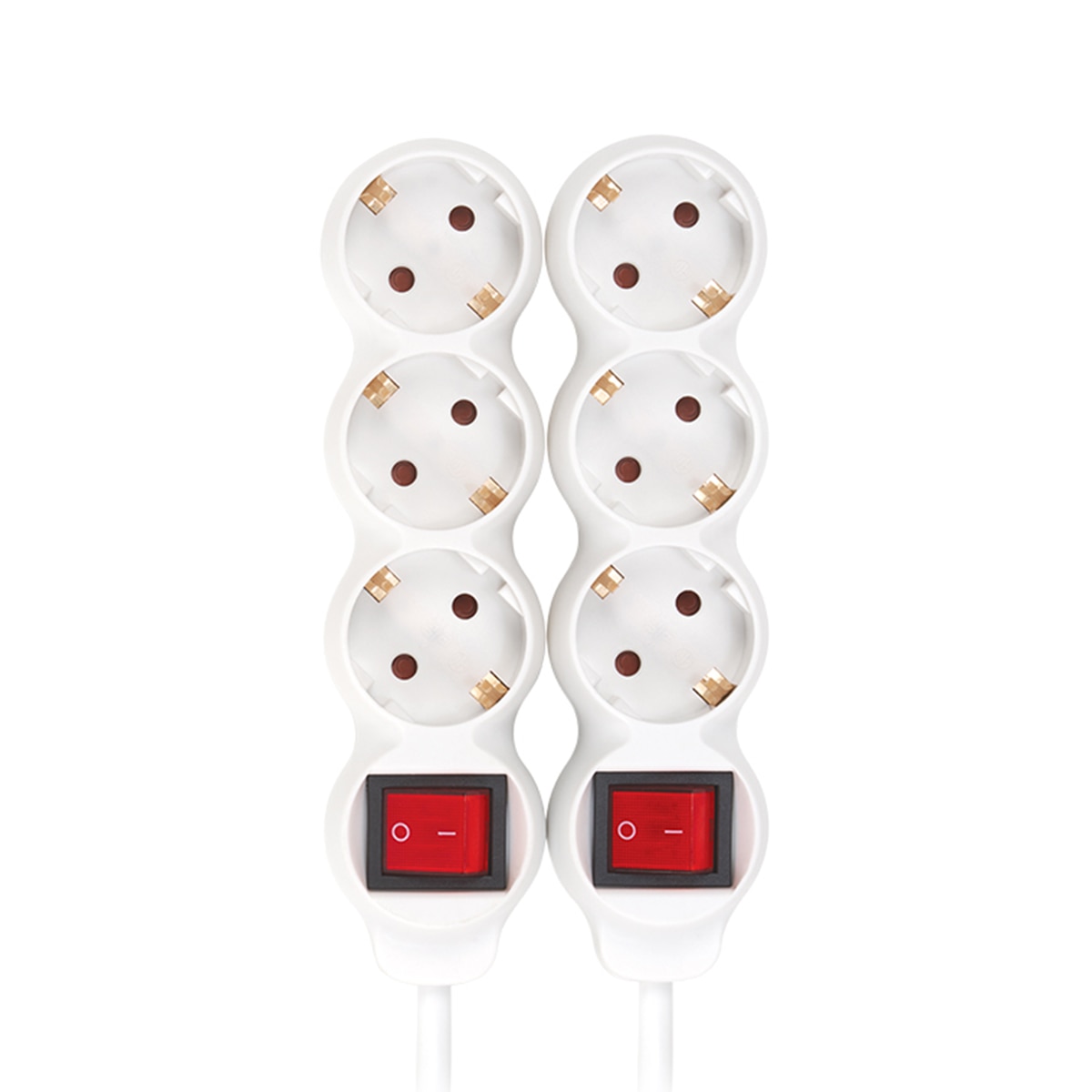 Pack 2 bases multiples 3 enchufes 1,5 metros longitud cable con interruptor Simon 9
