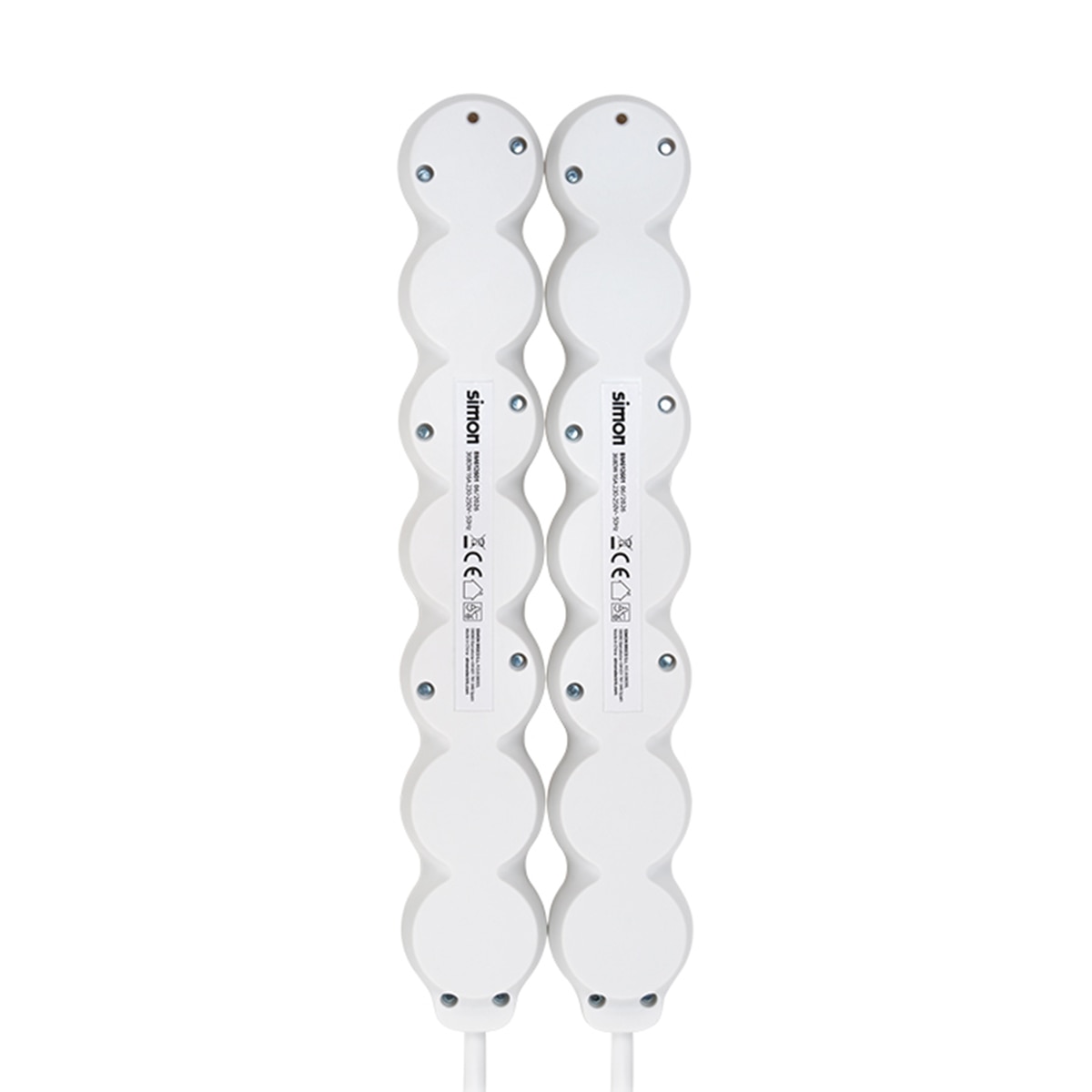 Pack 2 bases multiples 6 enchufes 1,5 metros longitud cable con interruptor Simon 3