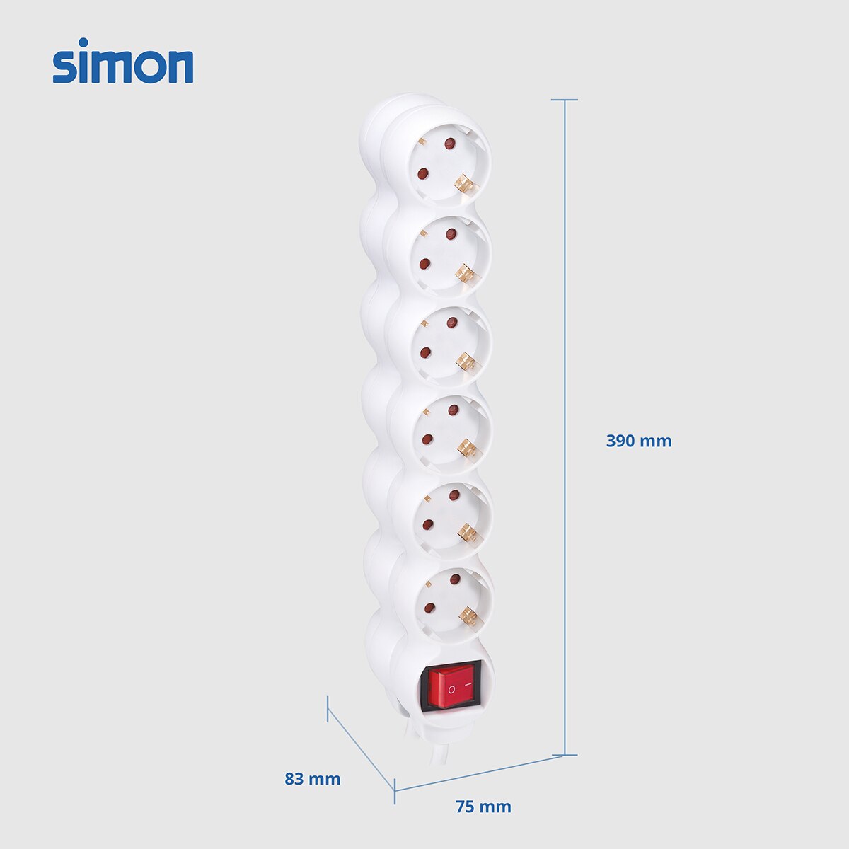 Pack 2 bases multiples 6 enchufes 1,5 metros longitud cable con interruptor Simon 10