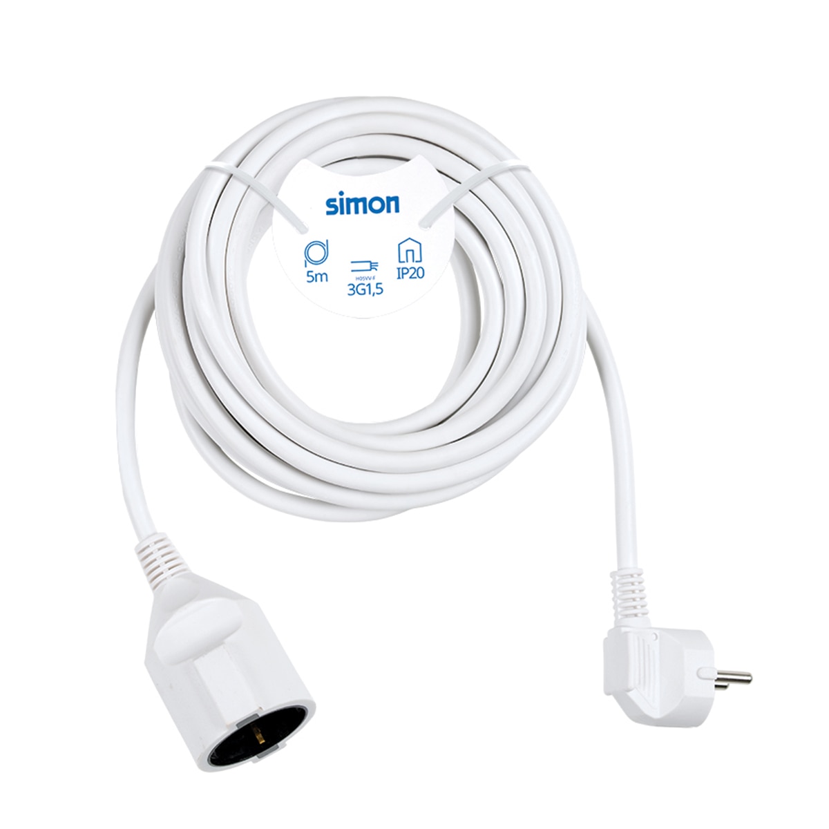 Prolongador 5M H05Vv-F 3G1.5Mm² 16A 250V~ Blanco Simon 3