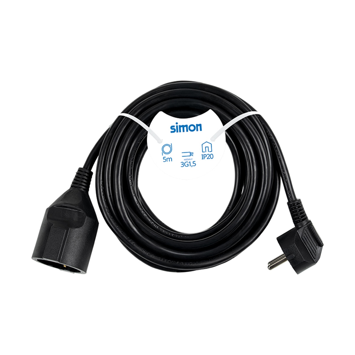 Prolongador 5M H05Vv-F 3G1.5Mm² 16A 250V~ Negro Simon 3
