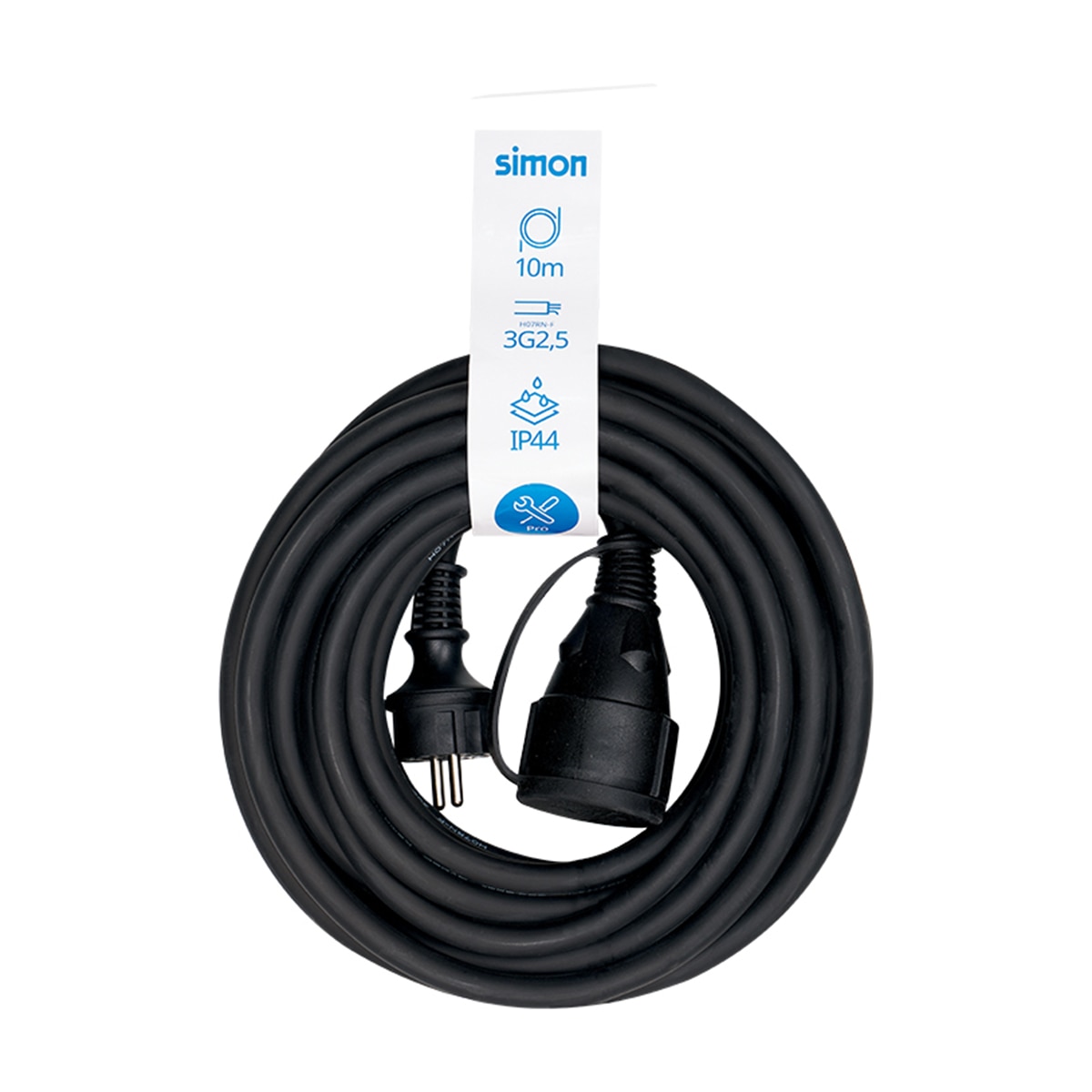 Imagem 0 de Extensão Profissional 10 M Ip44 H07Rn-F 3G2.5 Mm² 1 Tomada com Tampa 16 A 250 V~ - Preto