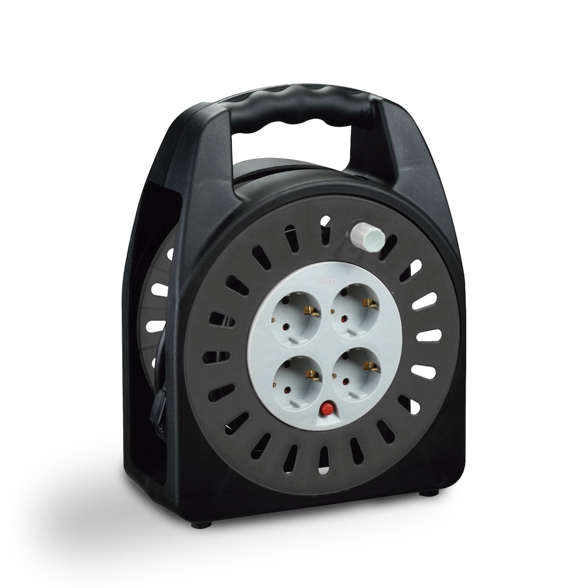 Extensible Doméstico enrolla-cables 4 tomas 10m Simon Blanco - Negro-1