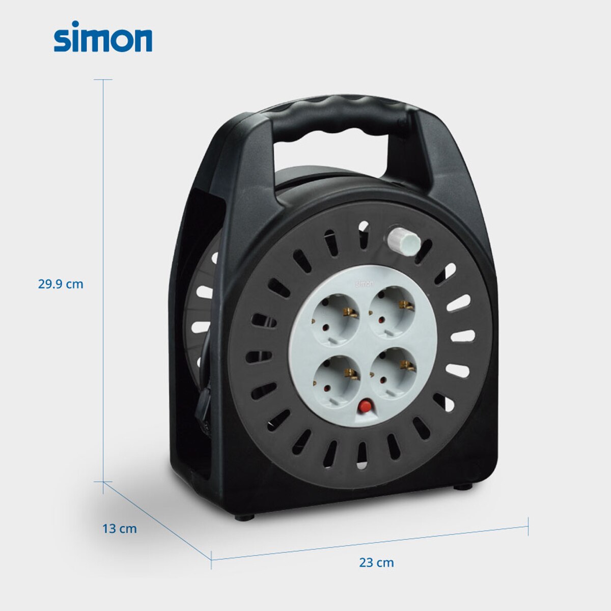 Enrola-Cabos Extensível Doméstico com 4 Tomadas 10 m Branco - Preto-4