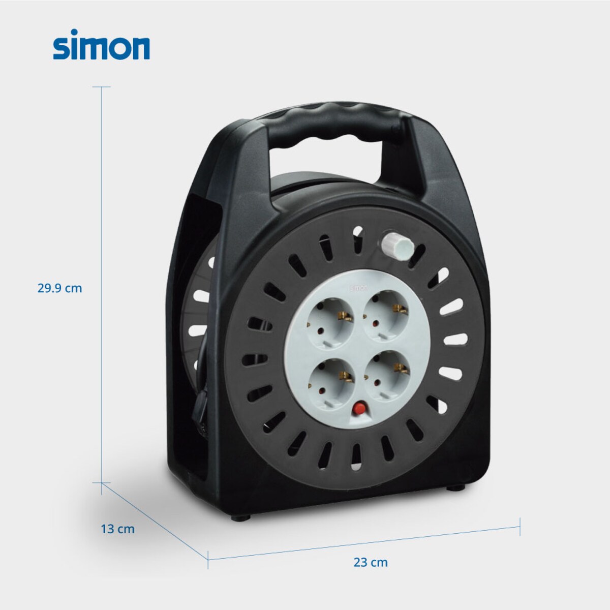 Extensible Doméstico enrolla-cables 4 tomas 10m Simon Blanco - Negro-3