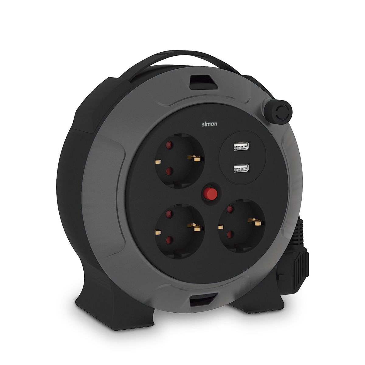 Enrola-Cabos Extensível Doméstico com 3 Tomadas USB 5 m Preto / Cinzento-1