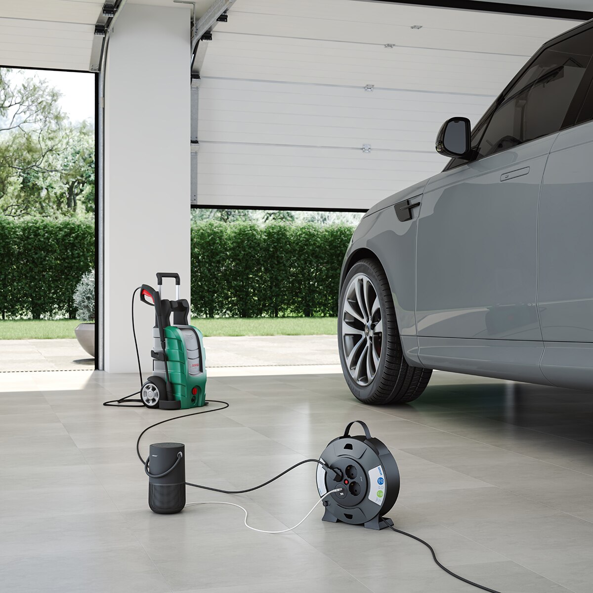 Enrola-Cabos Extensível Doméstico com 3 Tomadas USB 5 m Preto / Cinzento-3