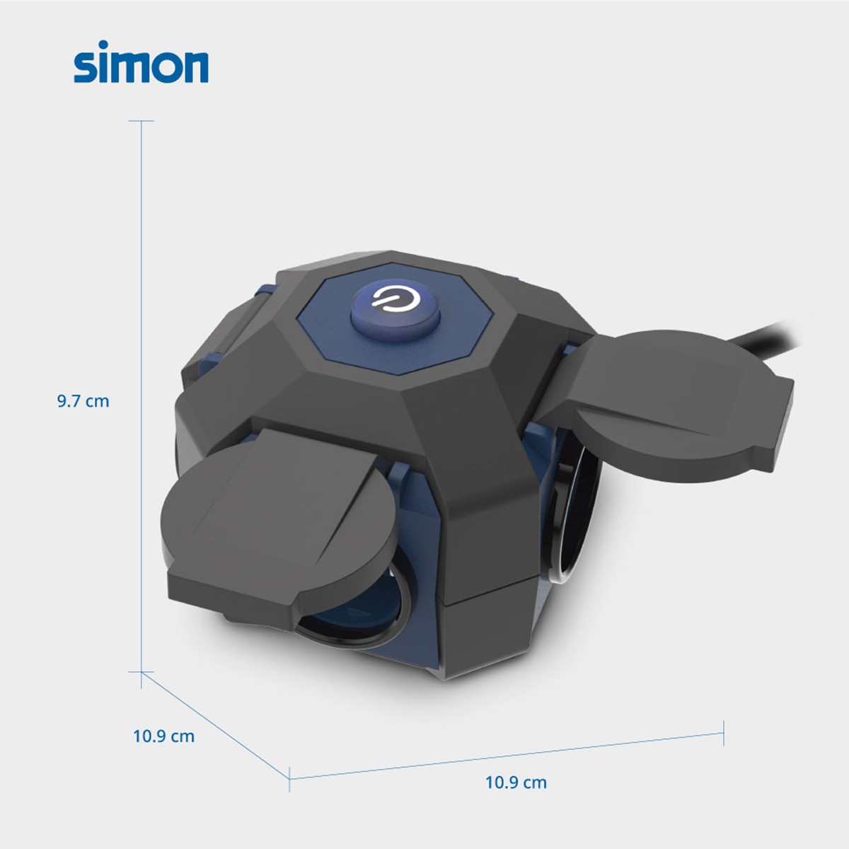 Prolongador expert IP44 4 tomas 1,4m Simon Gris / Azul-11