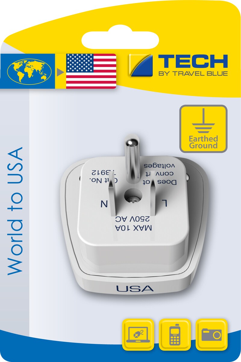 Tomada Adaptador de Viagem para Tomadas EUA Branco-4
