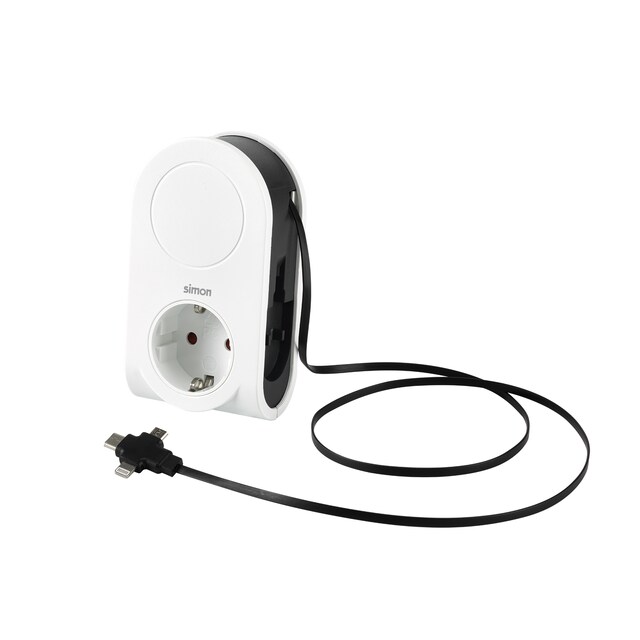 Imagen 0 de Adaptador 16A 1 USB A y cable 80cm con 3 conectores USB Simon