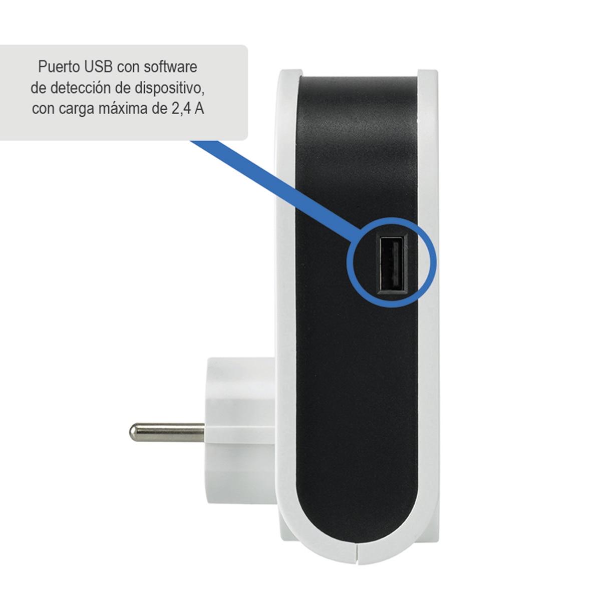 Adaptador 16A 1 USB A y cable 80cm con 3 conectores USB Simon Blanco - Negro-8