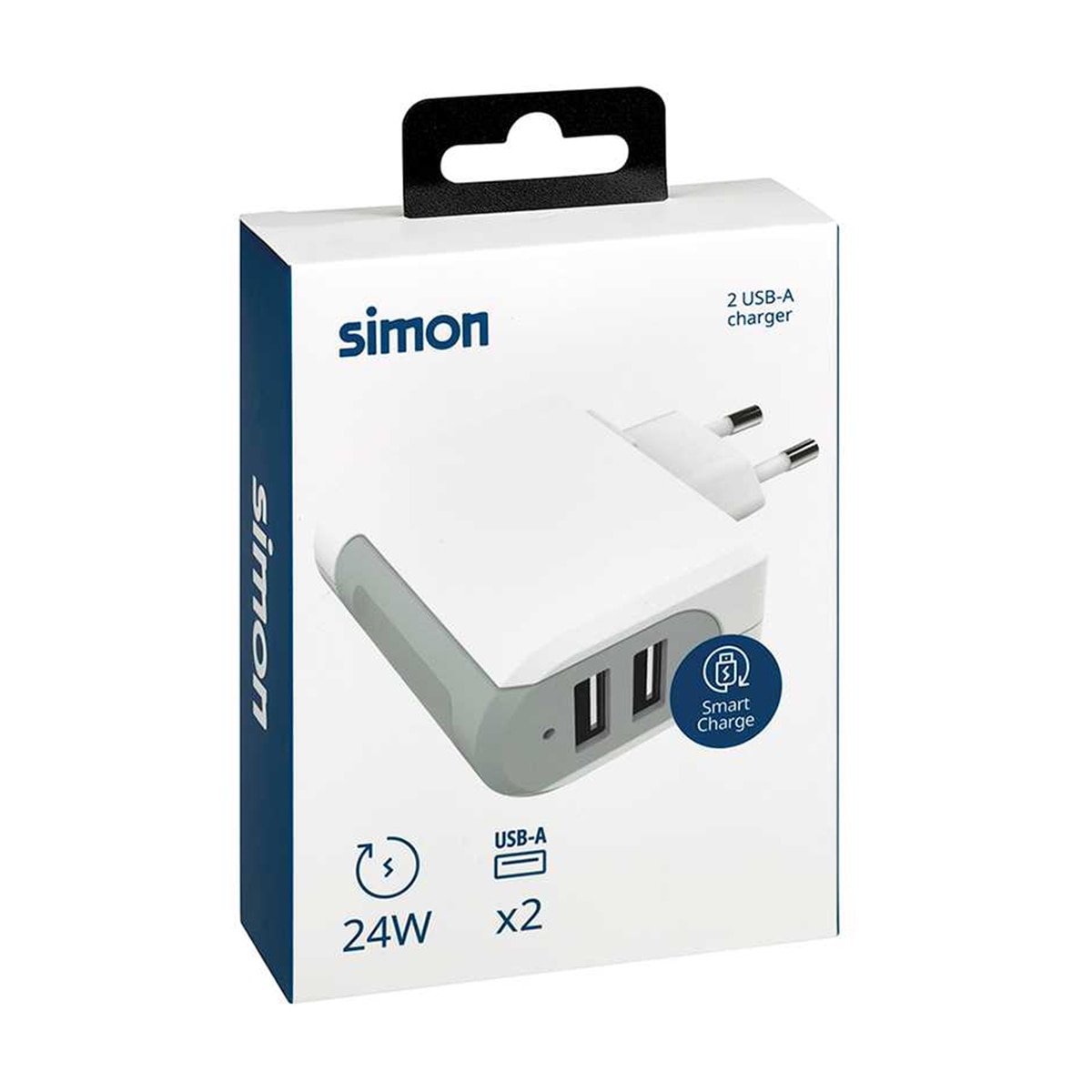 Cargador Smart Charge 2 USB A 24W Simon Blanco / Gris-7