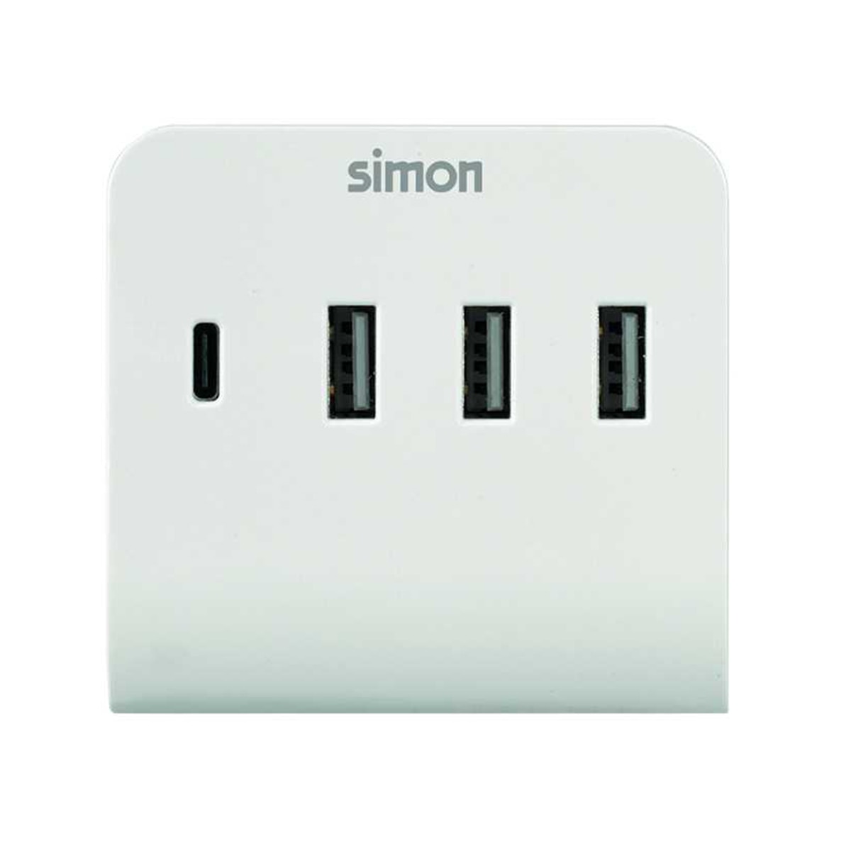 Adaptador 1 USB + 3 USB A con Soporte para Smarpthone Smart Charge Simon Blanco - Negro-4