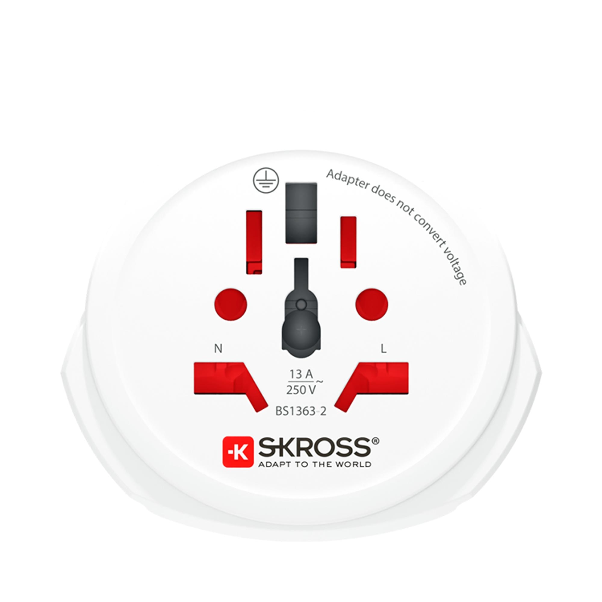 Adaptador de Viagem Mundial-EUA para Dispositivos de 2 e 3 Polos Branco / Vermelho-2