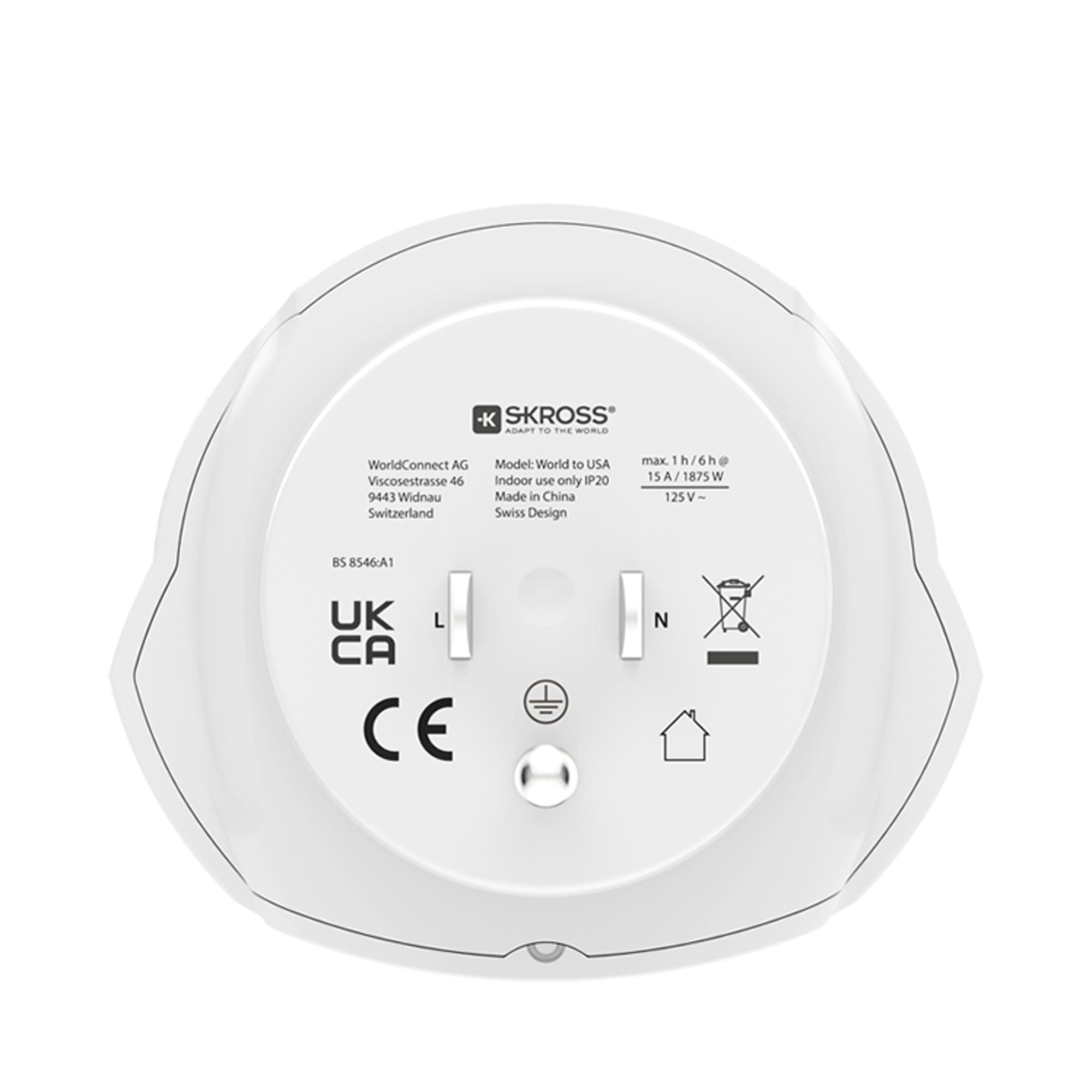 Adaptador de Viagem Mundial-EUA para Dispositivos de 2 e 3 Polos Branco / Vermelho-4