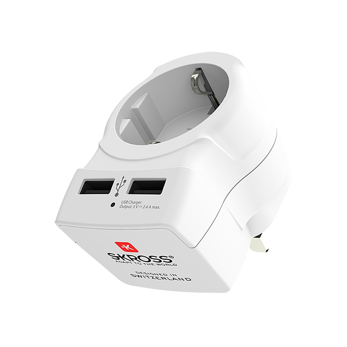 Imagem 0 de Adaptador de Viagem Europa-Reino Unido com 2 Carregadores USB-A Integrados