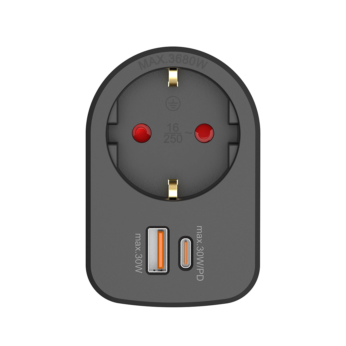 Imagen 0 de Adaptador Combi 30W Usb A + C + 1 Toma 16A 250V Simon