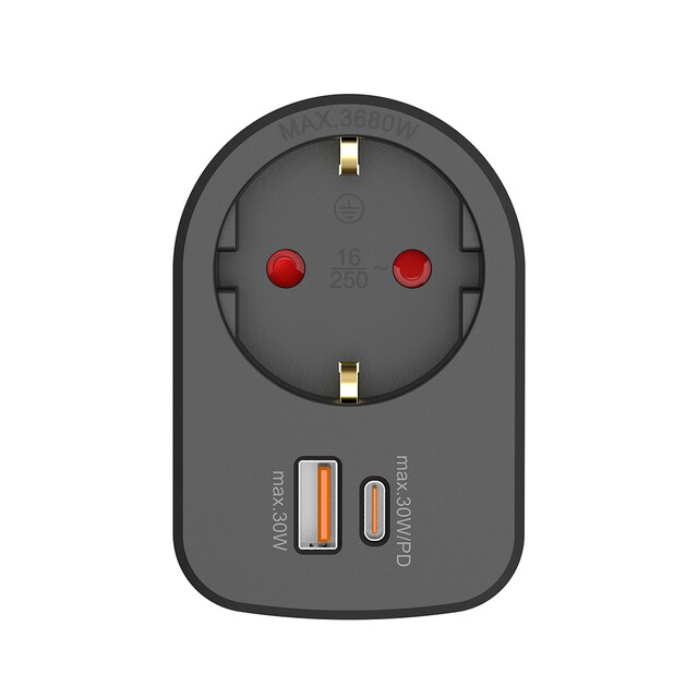 Adaptador Combi 30W Usb A + C + 1 Toma 16A 250V Simon