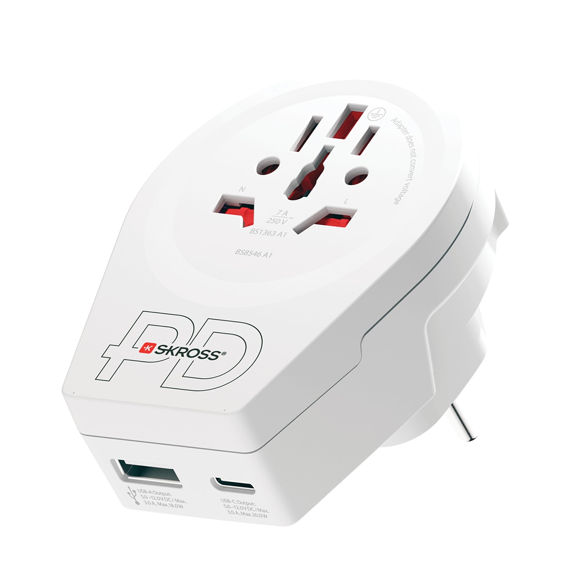 Imagen 0 de Adaptador de viaje 1500295-E Mundo a Europa 2xUSB A+C PD 20W