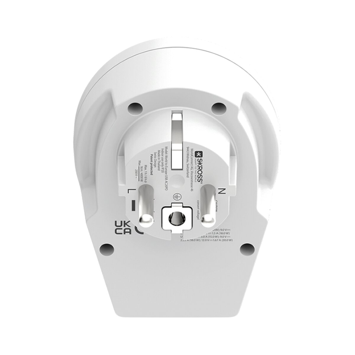 Adaptador de viaje 1500295-E Mundo a Europa 2xUSB A+C PD 20W Blanco / Rojo-5