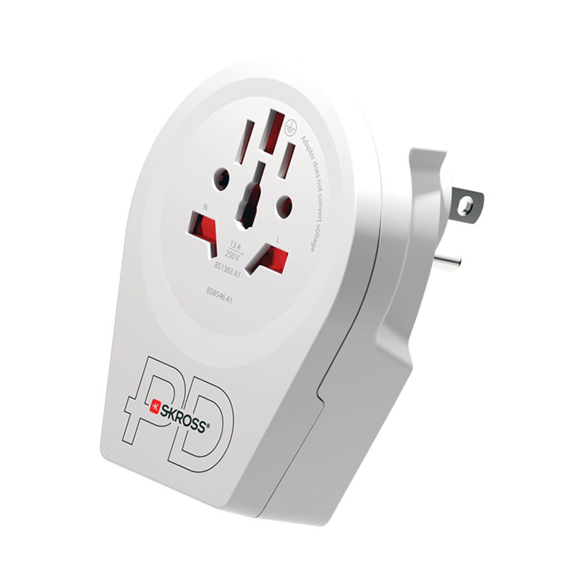 Adaptador de viaje 1500294C-E Mundo a EEUU 2xUSB A+C PD 20W Blanco / Rojo-2
