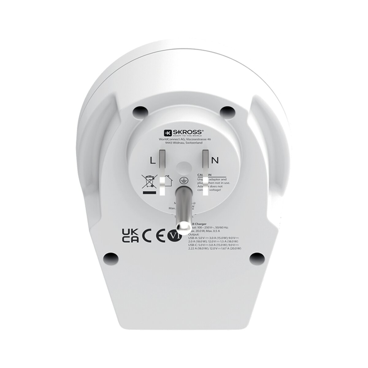 Adaptador de viaje 1500294C-E Mundo a EEUU 2xUSB A+C PD 20W Blanco / Rojo-5
