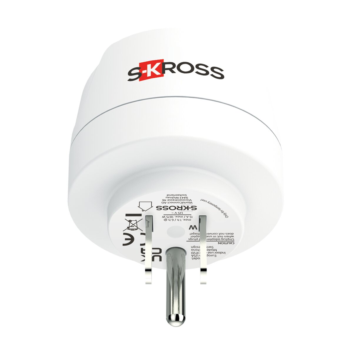 Adaptador de viaje 1500203-1 Europa a EEUU (bulk) Blanco / Rojo-3