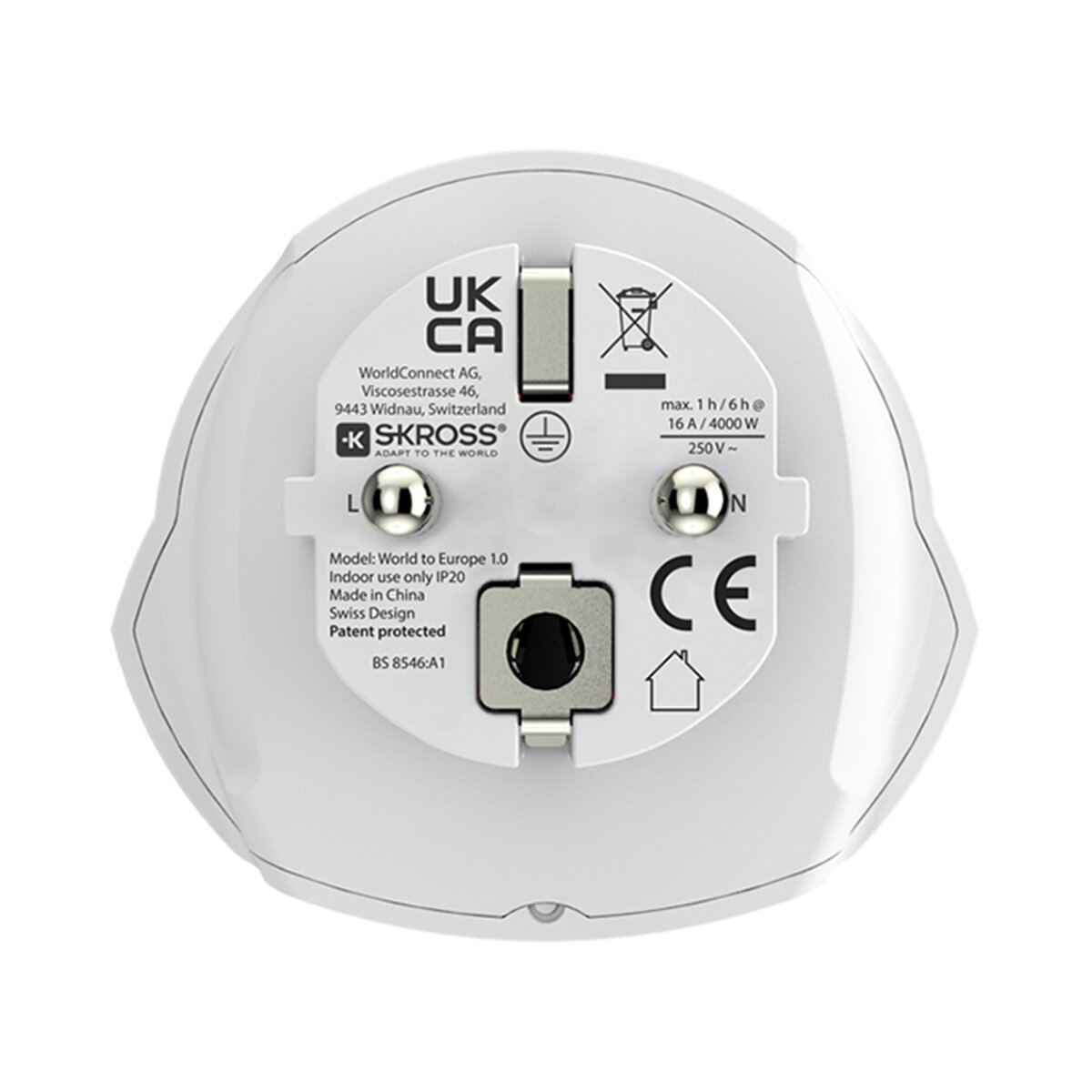 Adaptador de viaje 1500211-1 Mundo a Europa (bulk) Blanco / Rojo-4