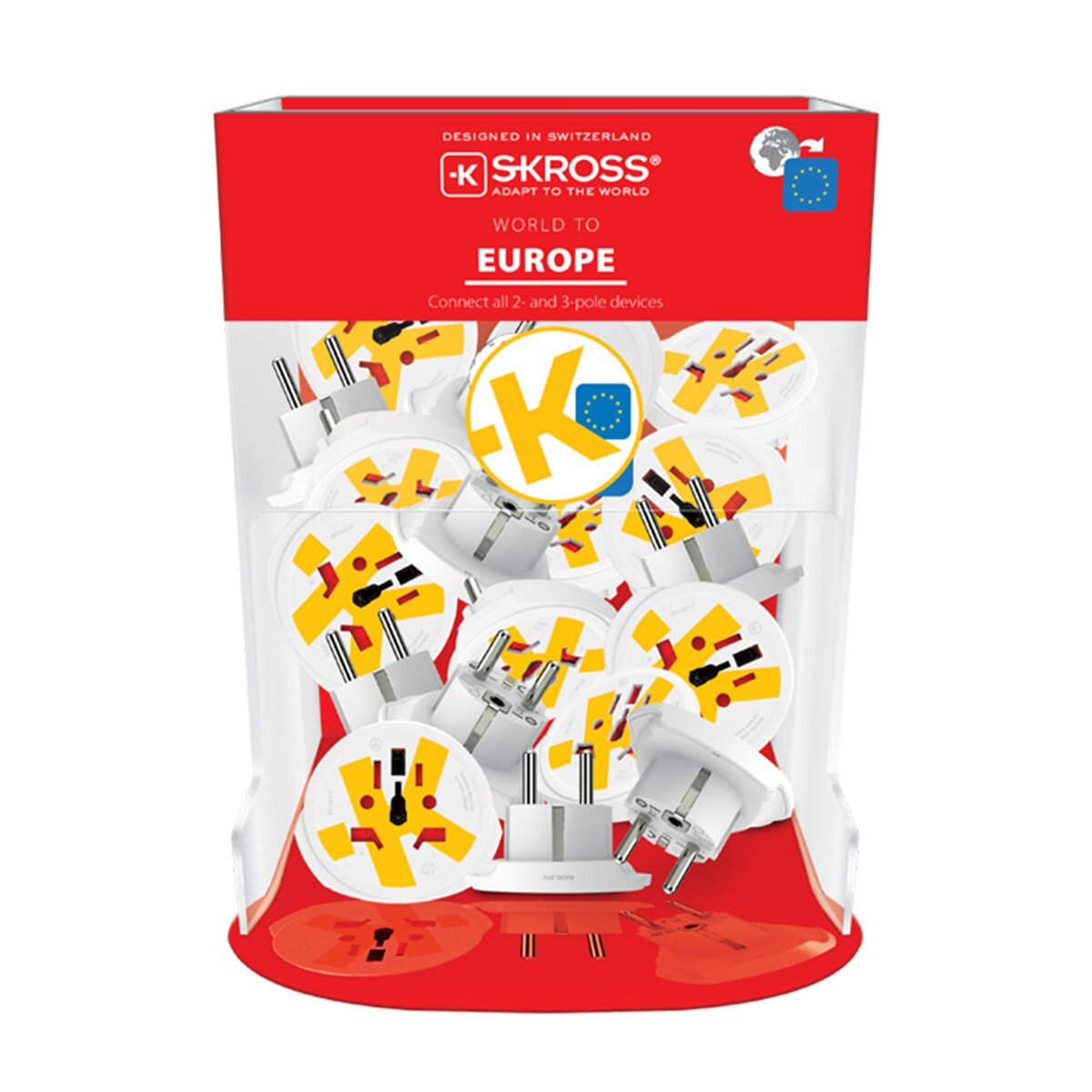 Adaptador de viaje 1500211-1 Mundo a Europa (bulk) Blanco / Rojo-6