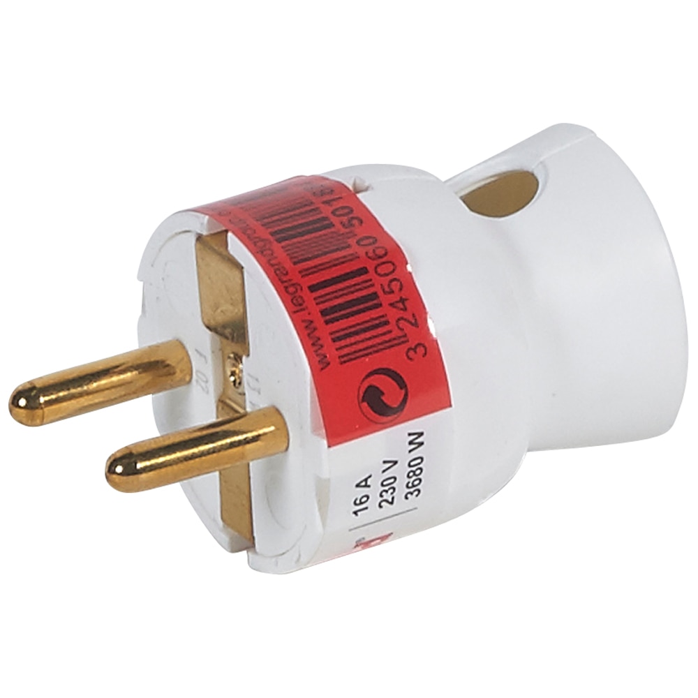 Ficha 2P+T - 16 A - Saída de Cabo Lateral Branco-1