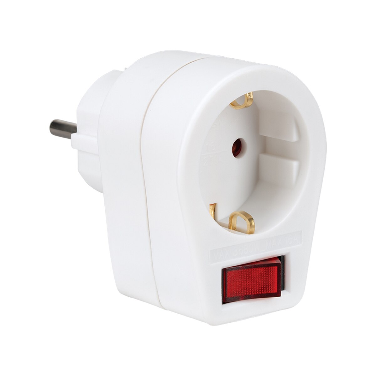 Imagem 0 de Adaptador 16A 250V branco com interruptor