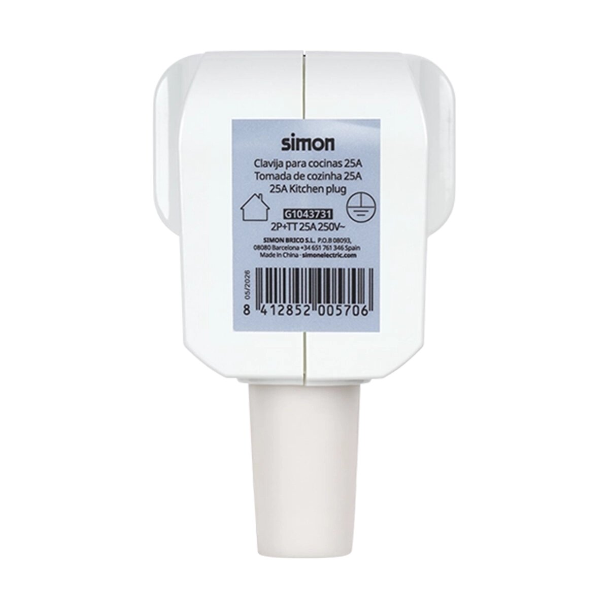 Clavija para cocinas 2P+TT 25A 250V Blanco Simon Blanco-5