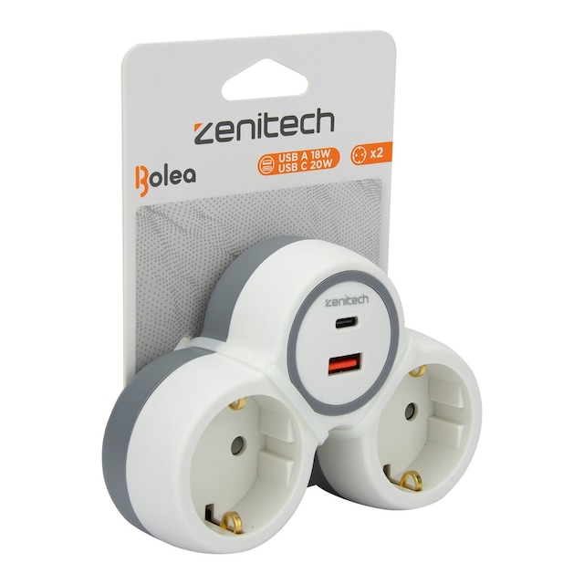 Imagen 0 de Adaptador de 2 Enchufes + 2 USB A / C