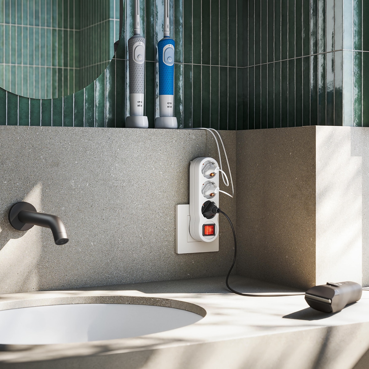 Adaptador duplo lateral 16 A 250 V branco 5