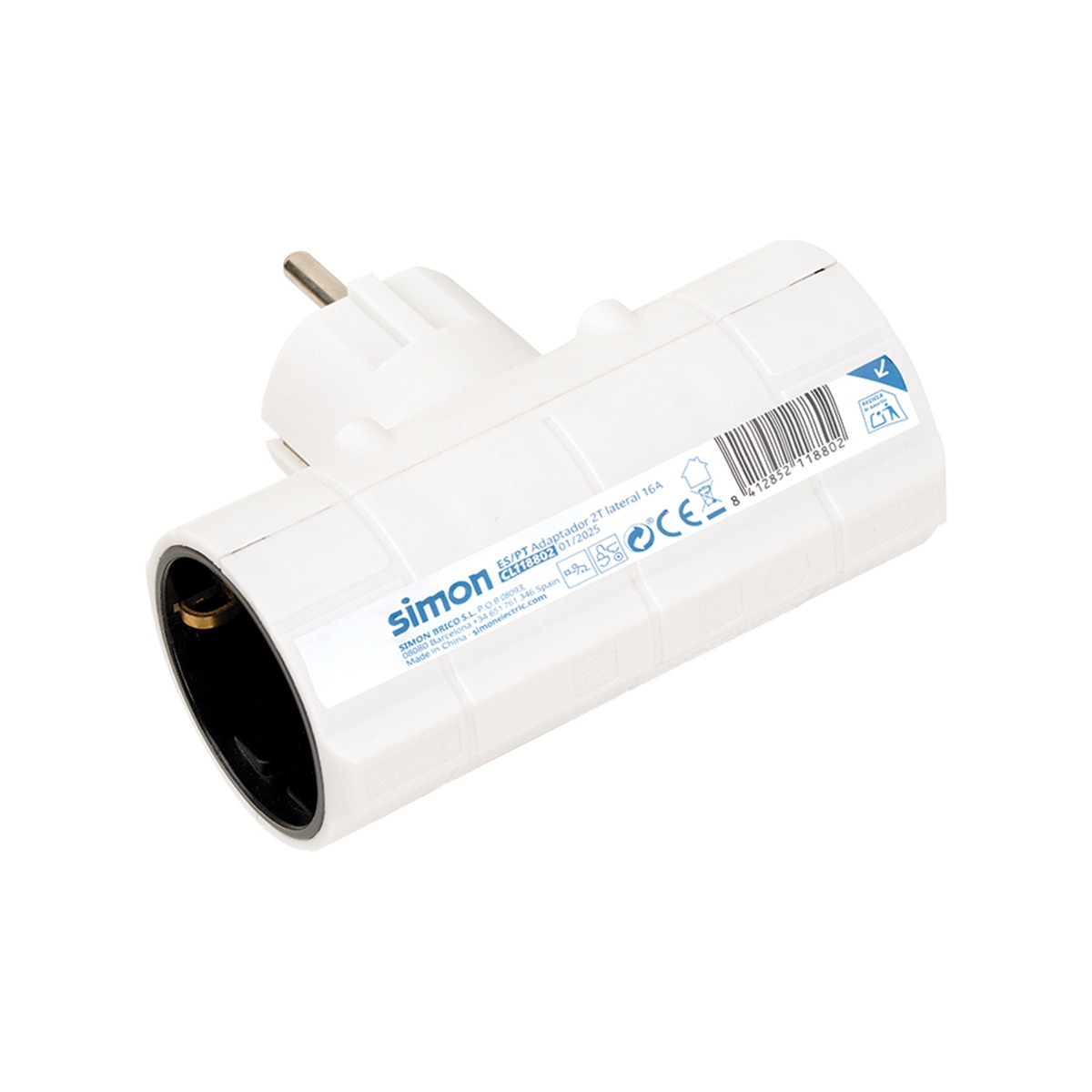 Adaptador duplo lateral 16 A 250 V branco Branco-4