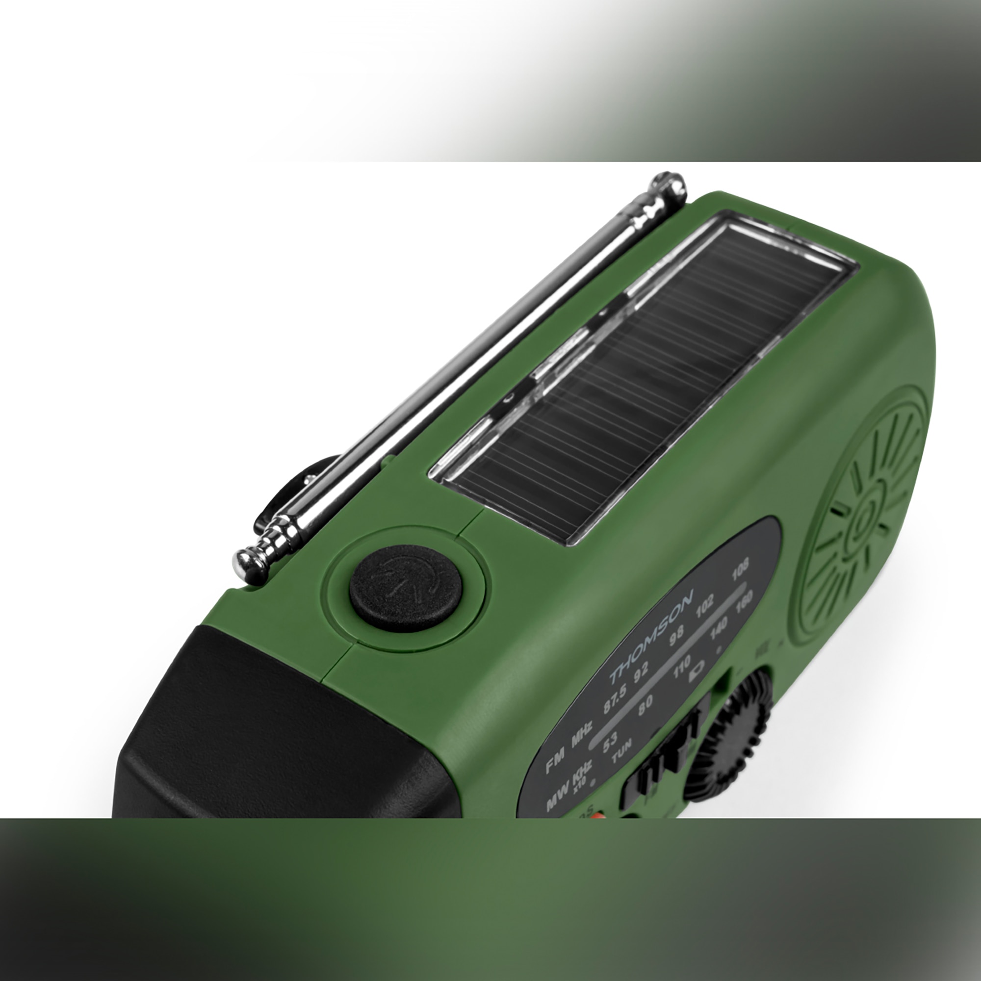 Radio Linterna Emergencia IPX3 Carga Solar/Dinamo/USB-C Verde-4