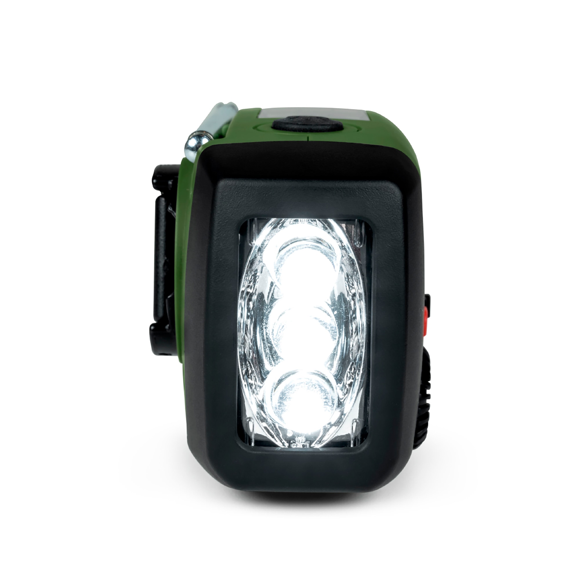 Radio Linterna Emergencia IPX3 Carga Solar/Dinamo/USB-C Verde-6