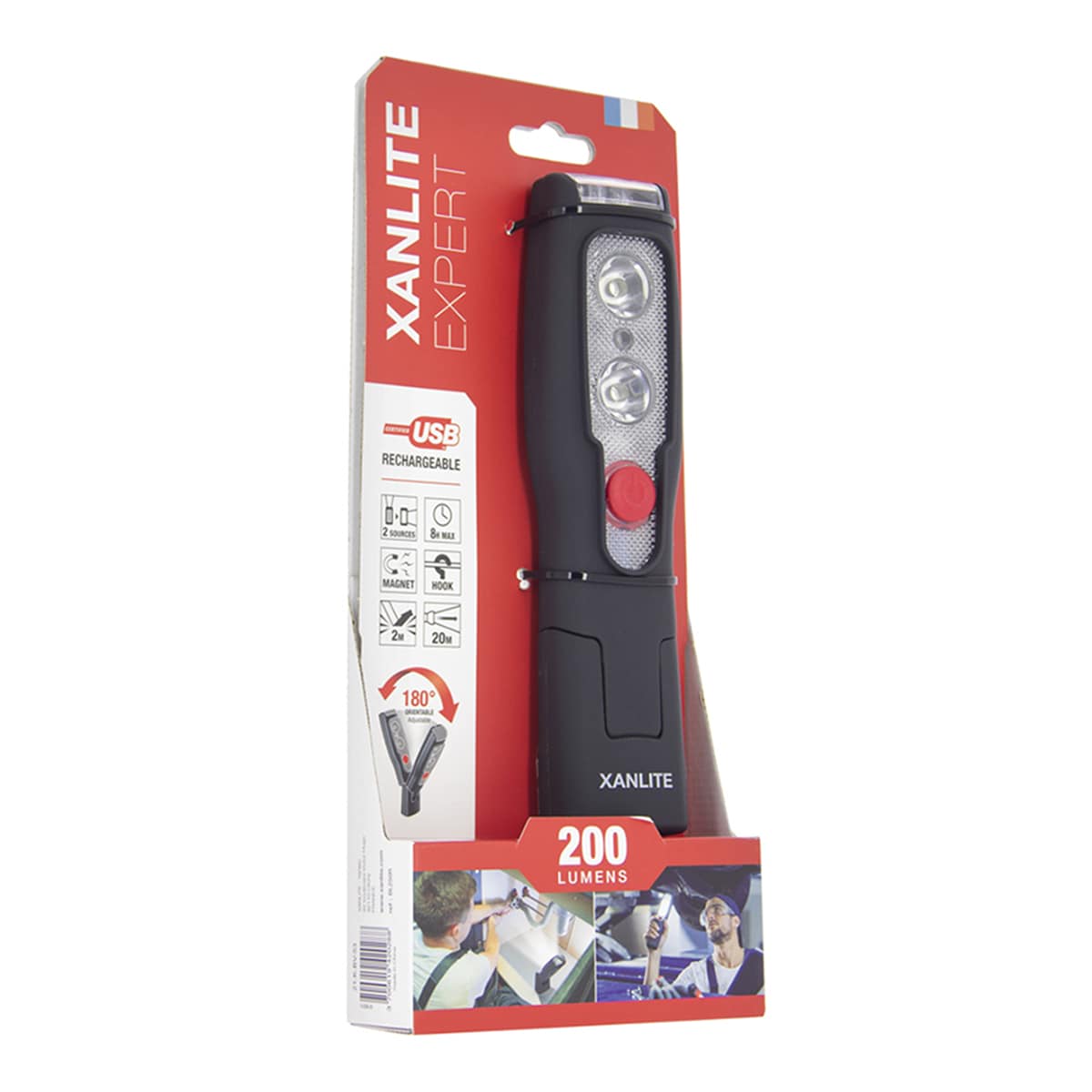 Linterna led inalámbrica recargable, 200 lúmenes Negro-7