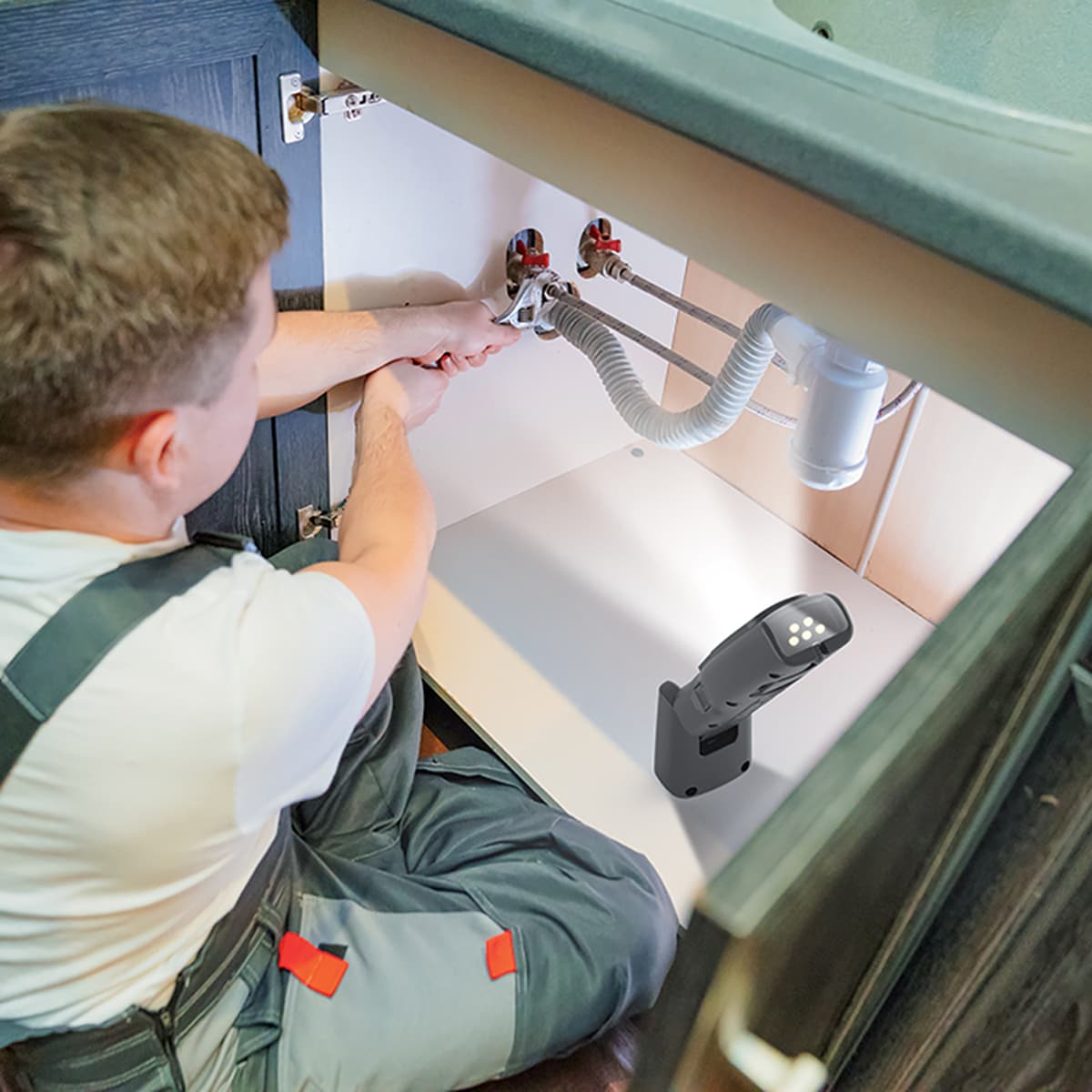 Linterna led inalámbrica recargable, 200 lúmenes Negro-9