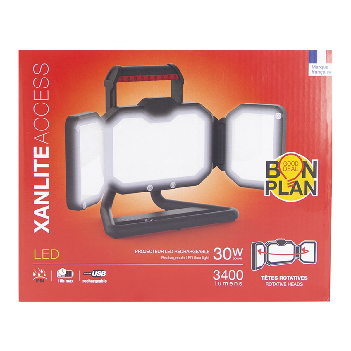 Foco LED ESB-C recargable, 3400 lúmenes Negro-7