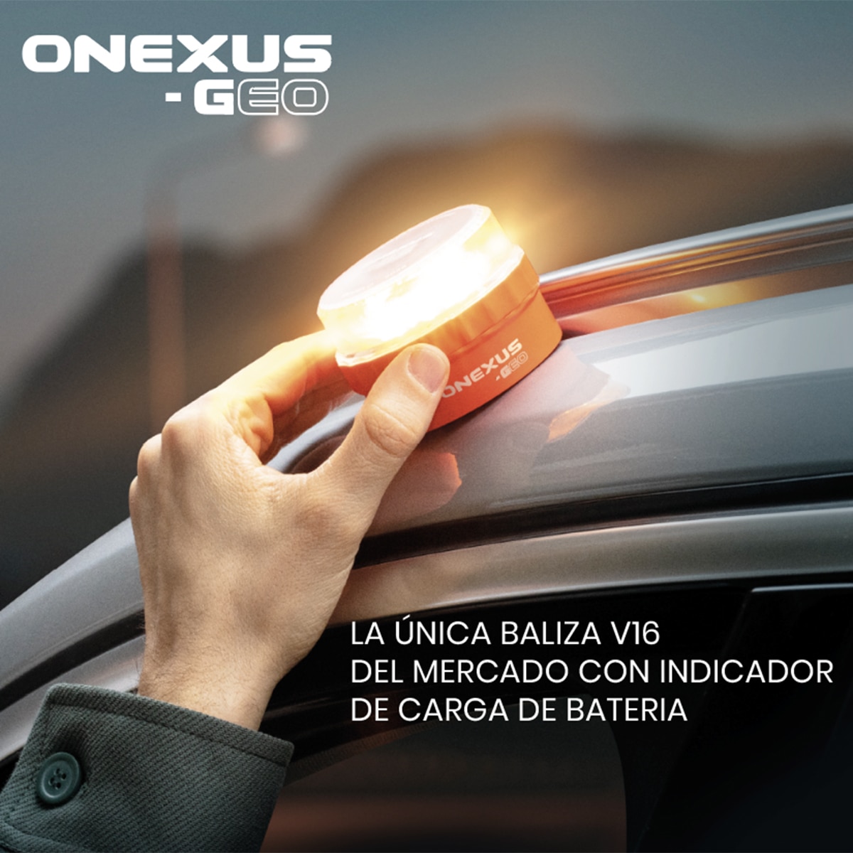 Baliza de emergencia geolocalizable V16 Onexus-Geo homologada y conectada con la DGT Naranja-8